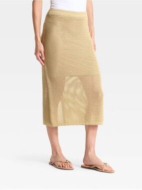 a new day -  Knit Midi Skirt in Tan